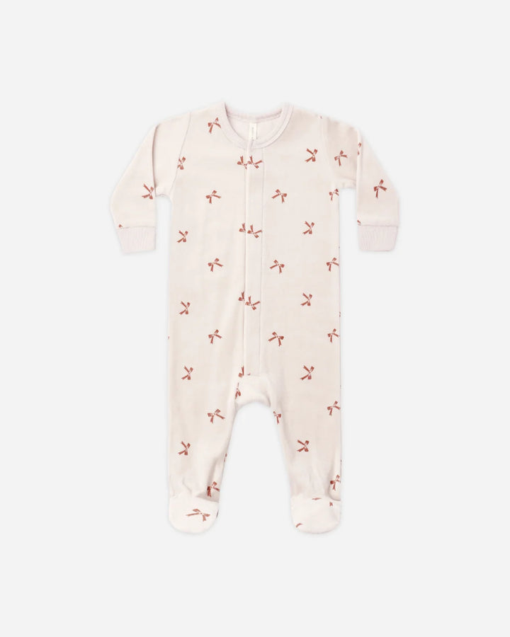 Hidden Snap Footie Red Bows
