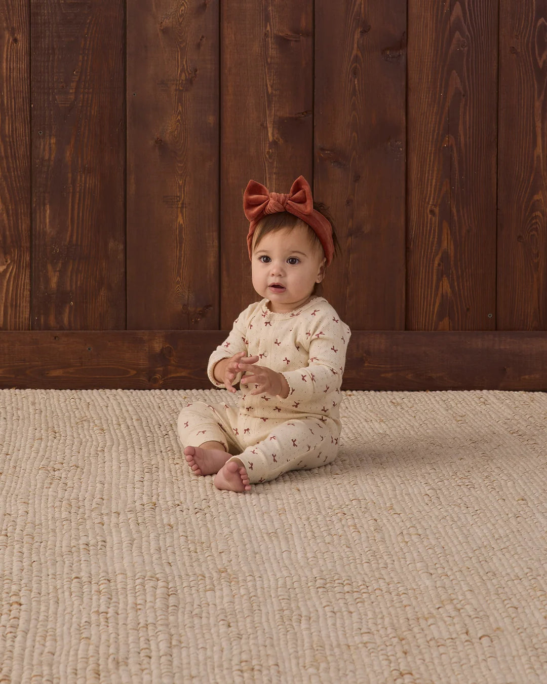Velour Bow Headband Redwood