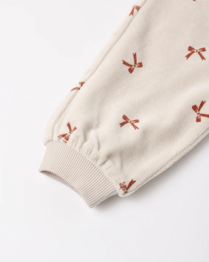 Velour Relaxed Sweatpant Red Bows