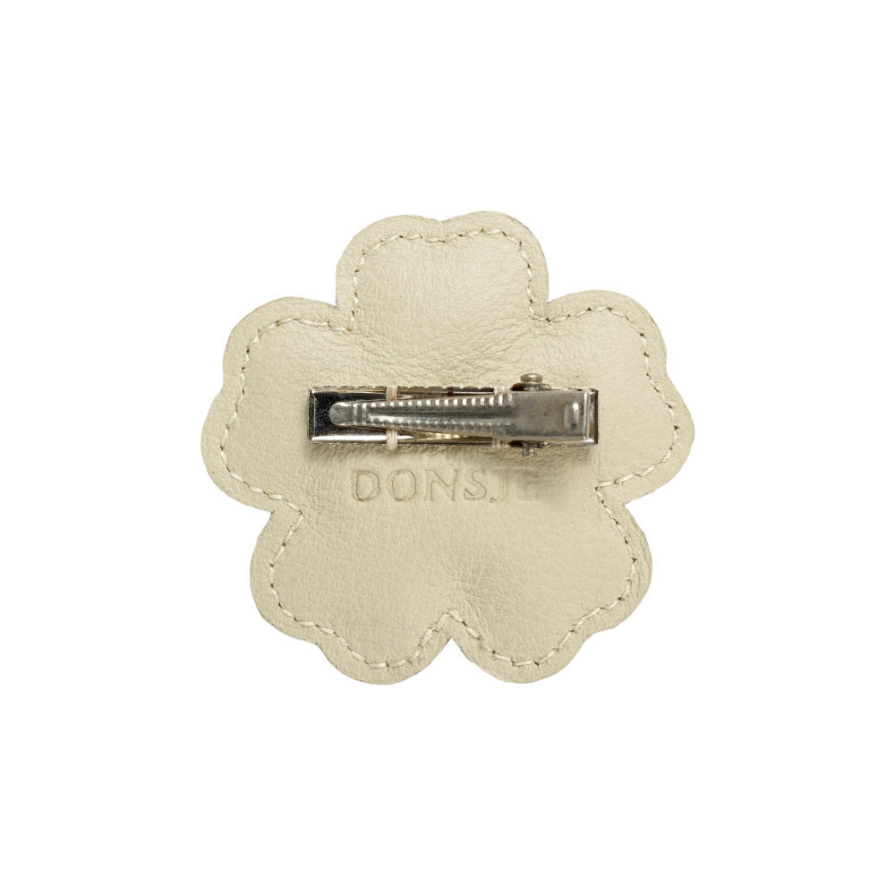 Zaza Fields Leather Hairclip • White Buttercup