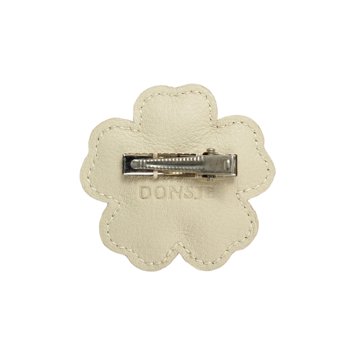 Zaza Fields Leather Hairclip • White Buttercup