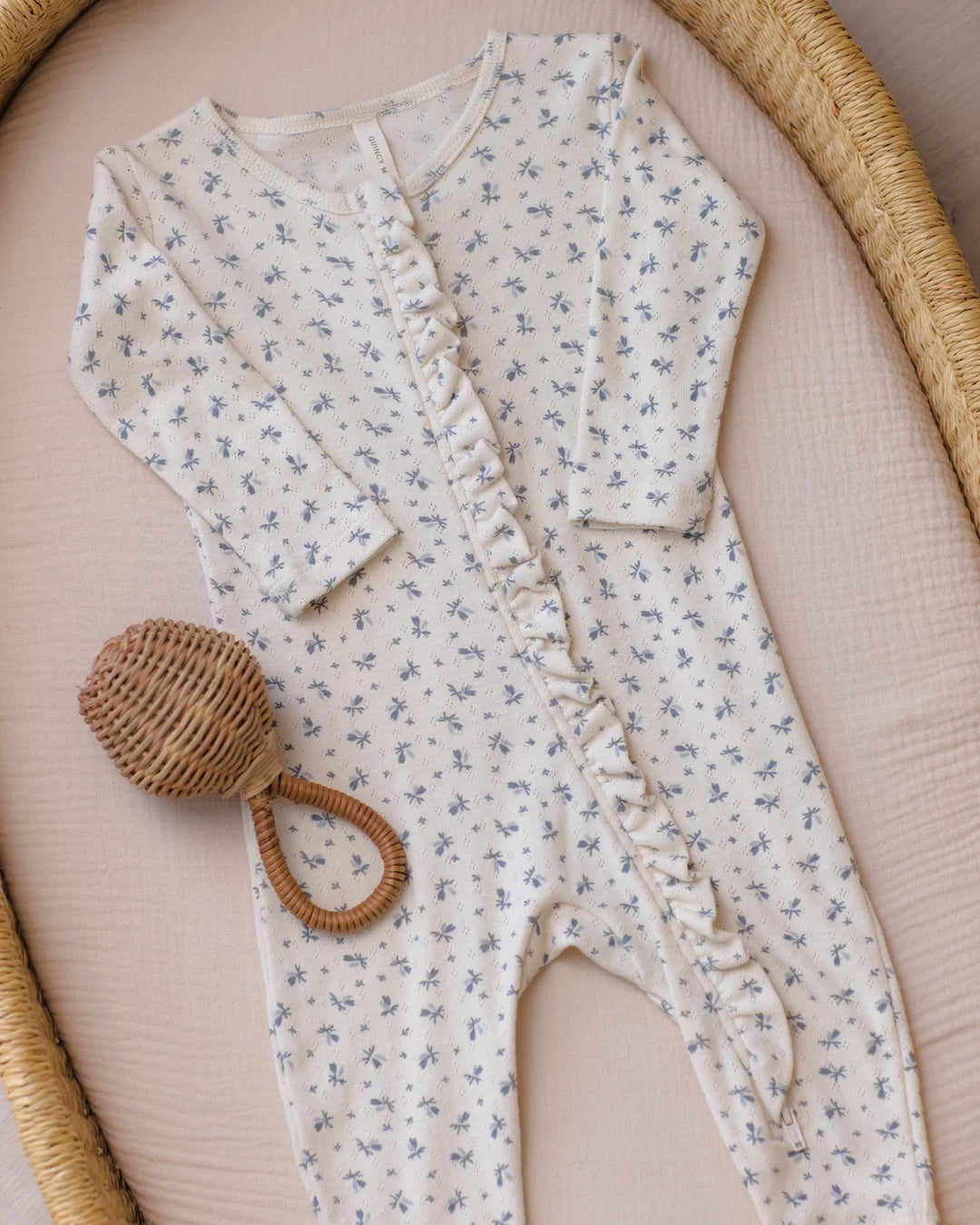 ORGANIC Ruffle Jumpsuit Blue Ditsy
