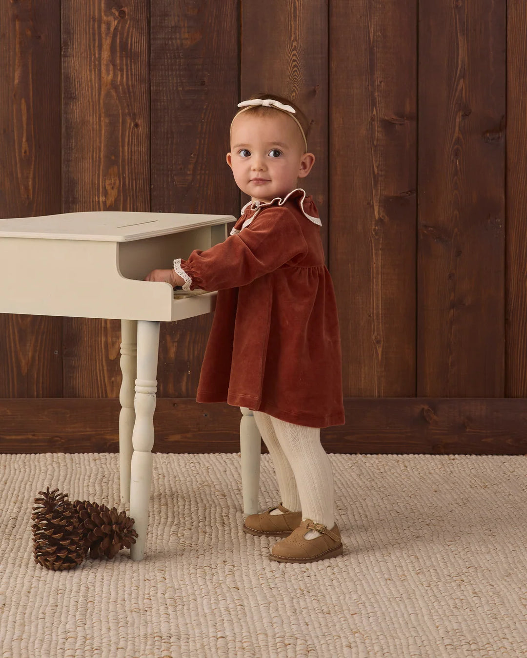 Velour Baby Dress Redwood