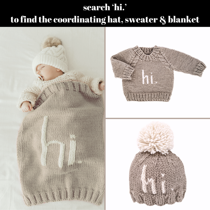Hi. Pebble Brown Hand Knit Beanie Hat