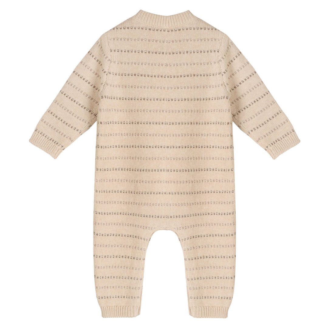 Aiden Textured Stripe Knit Baby Jumpsuit (Organic Cotton)
