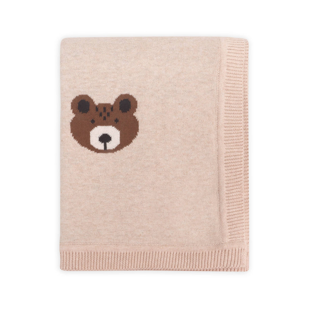 Brown Bear - Organic Cotton Jacquard Knit Baby Blanket