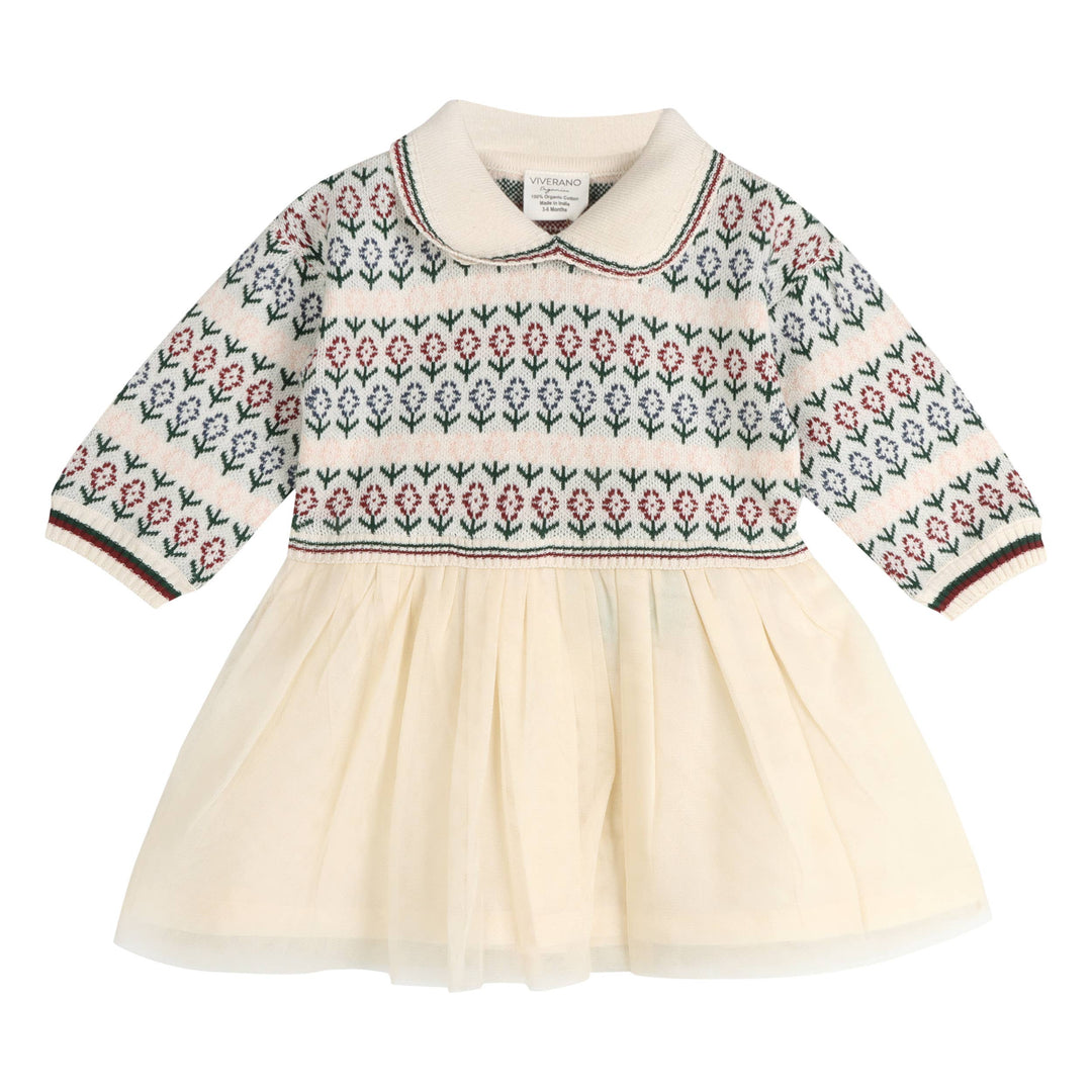 Dahlia Floral Jacquard Knit Baby Tutu Dress (Organic Cotton)