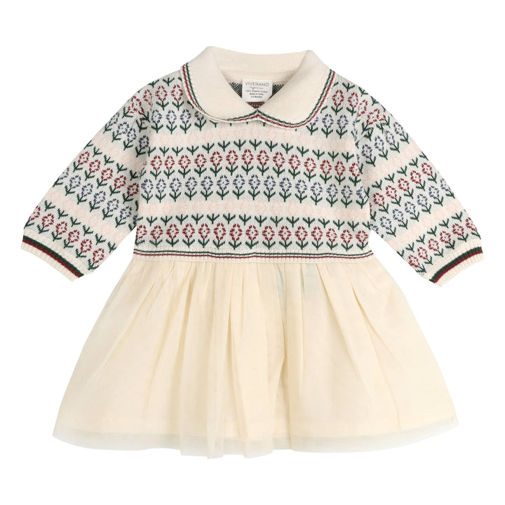 Dahlia Floral Jacquard Knit Baby Tutu Dress (Organic Cotton)