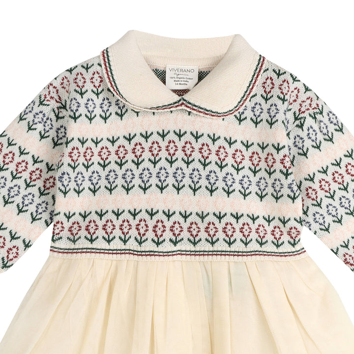 Dahlia Floral Jacquard Knit Baby Tutu Dress (Organic Cotton)
