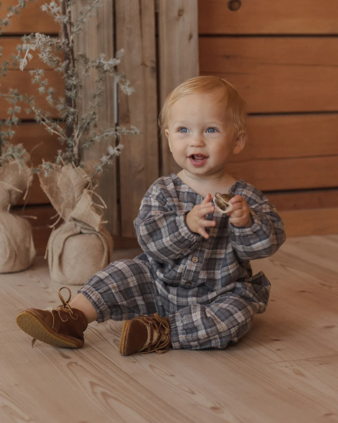 Relaxed Woven Jumpsuit Winter Plaid