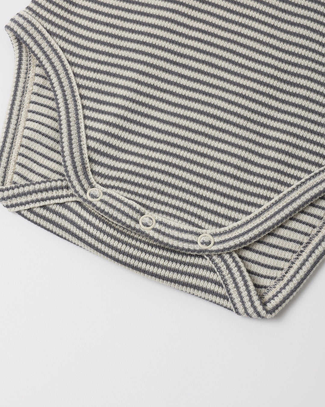 ORGANIC Waffle Long Sleeve Bodysuit Midnight Microstripe