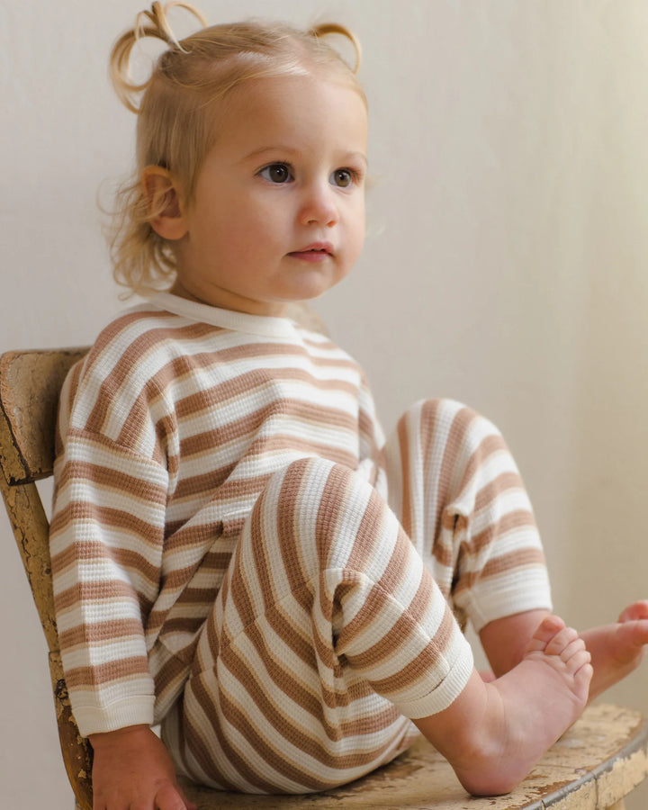 ORGANIC Waffle Slouch Set Spice Stripe