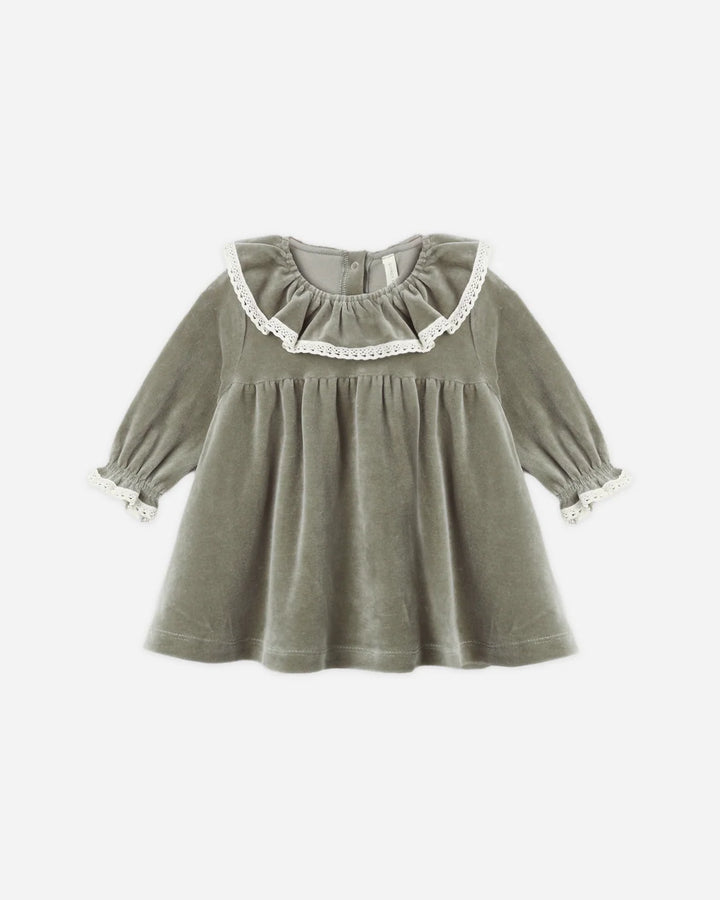 VELOUR BABY DRESS SPRUCE