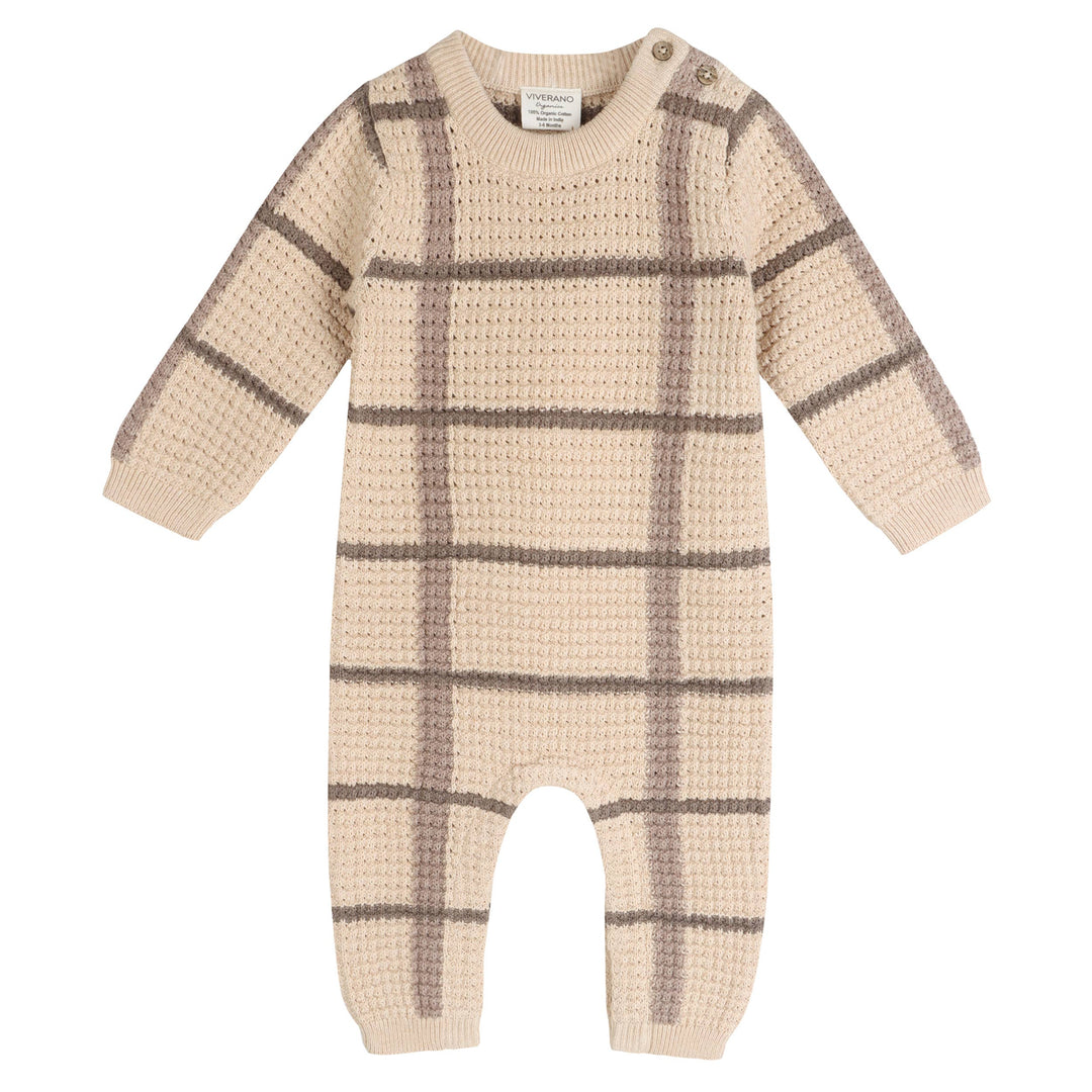 Ashton Textured Check Knit Baby Jumpsuit (Organic Cotton)