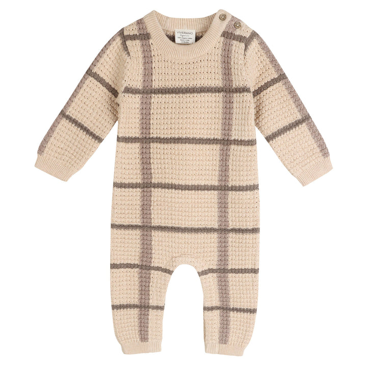 Ashton Textured Check Knit Baby Jumpsuit (Organic Cotton)