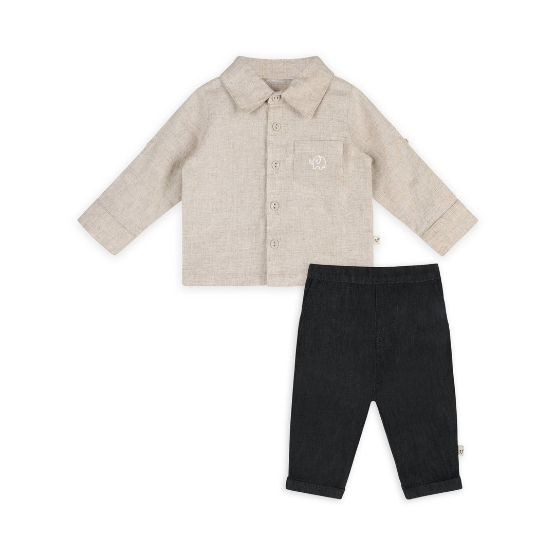 ORGANIC Embroidered Linen Shirt &amp; Pant Set