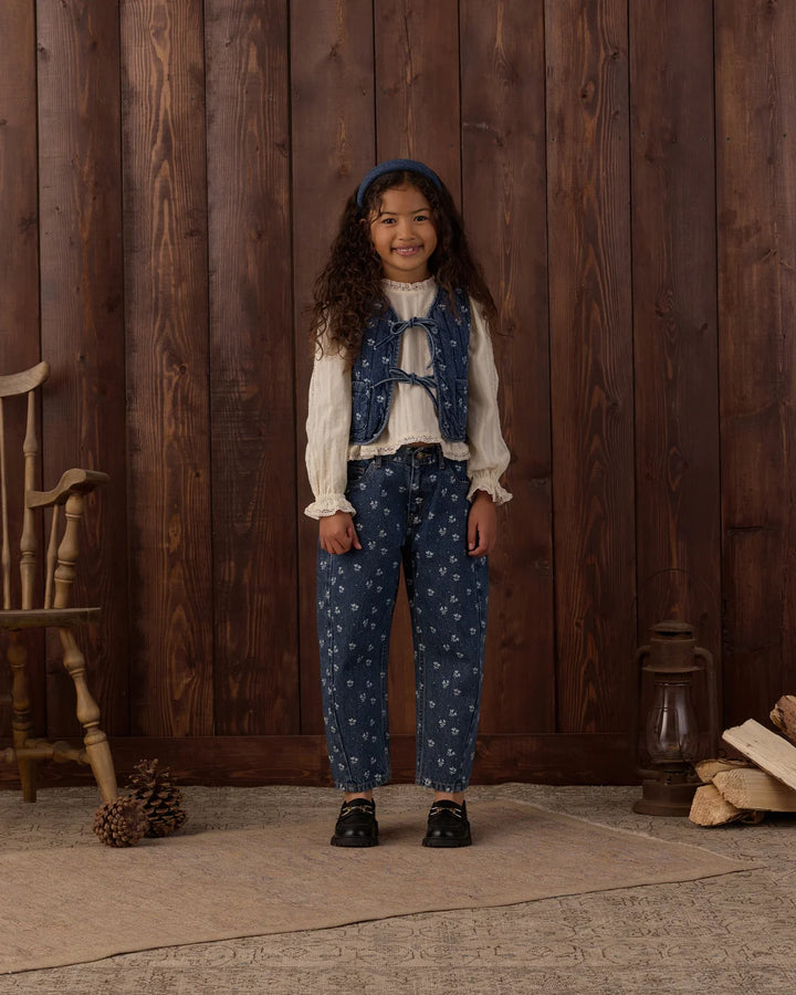 Denim Vest Heart Ditsy