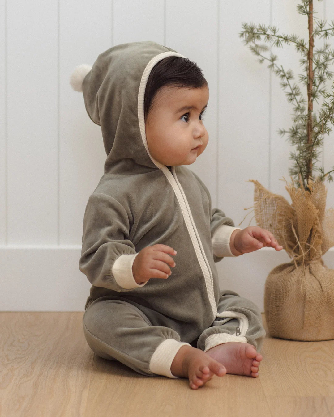 Velour Zip Jumpsuit Spruce