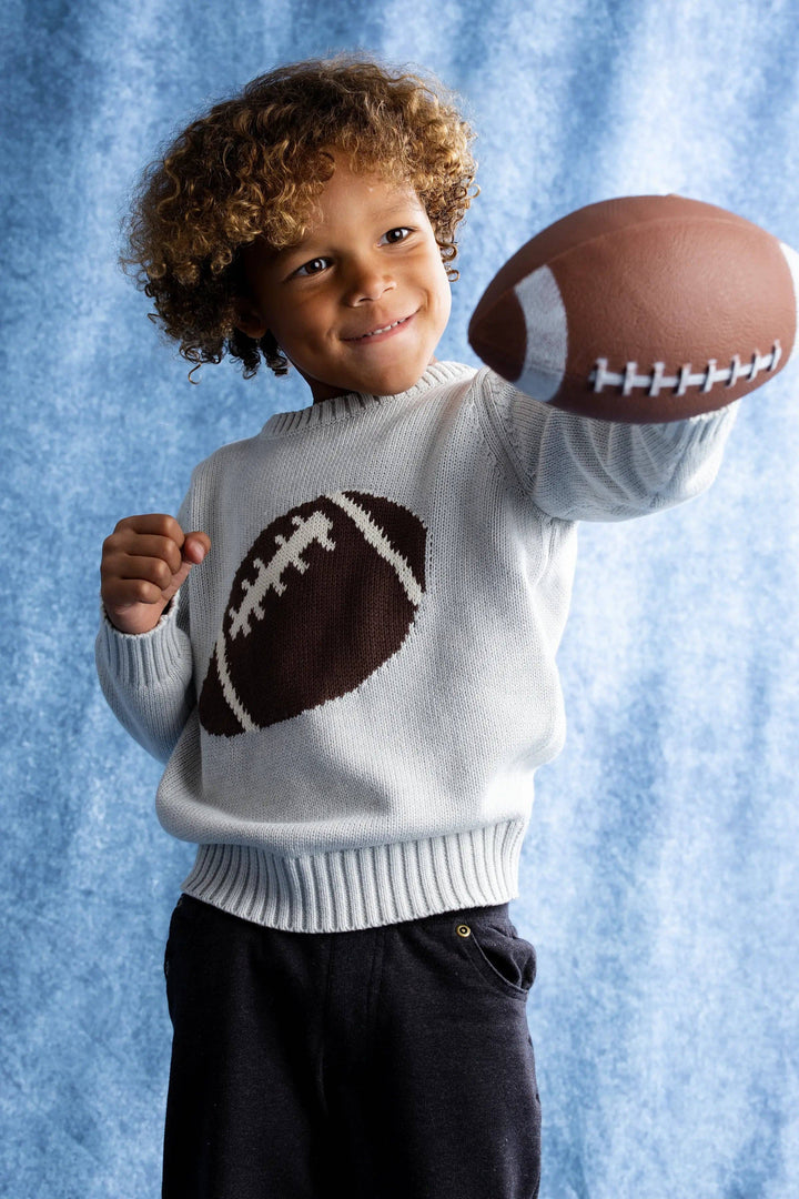 Organic Knit Sweater Vintage Footballs
