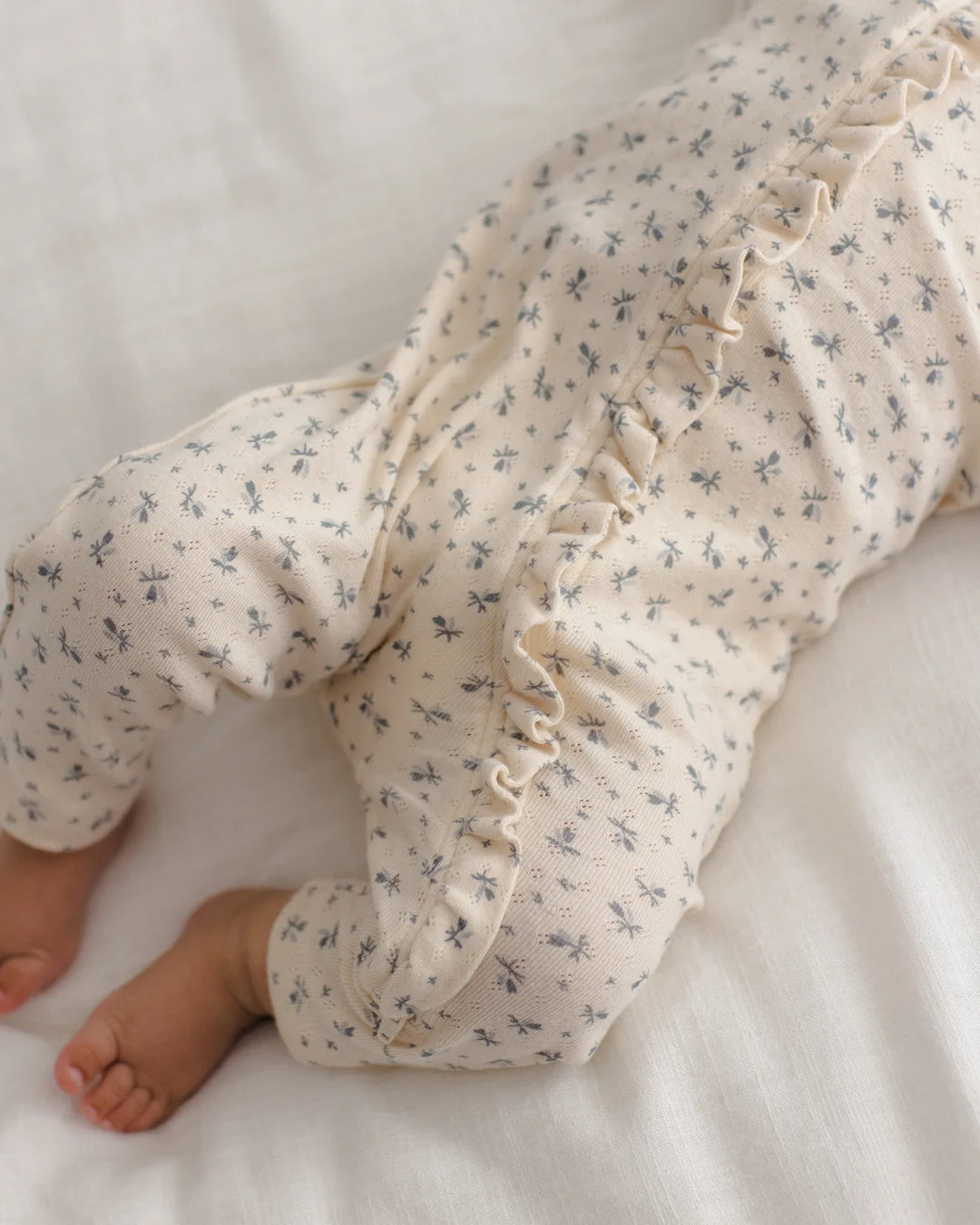 ORGANIC Ruffle Jumpsuit Blue Ditsy