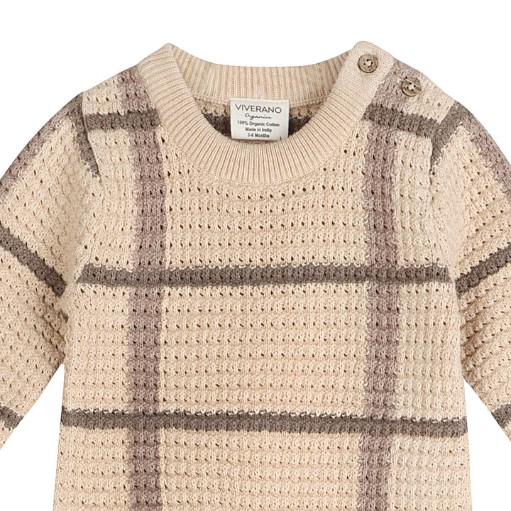 Ashton Textured Check Knit Baby Jumpsuit (Organic Cotton)