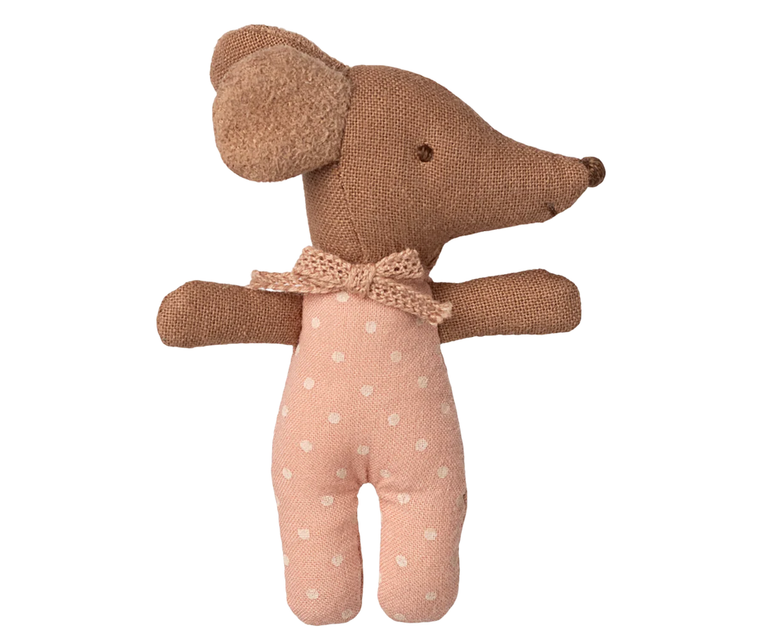MAILEG Sleepy Wakey Baby Mouse in Matchbox - Rose
