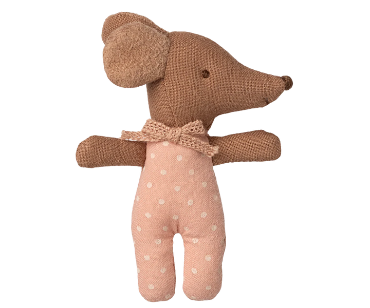 MAILEG Sleepy Wakey Baby Mouse in Matchbox - Rose