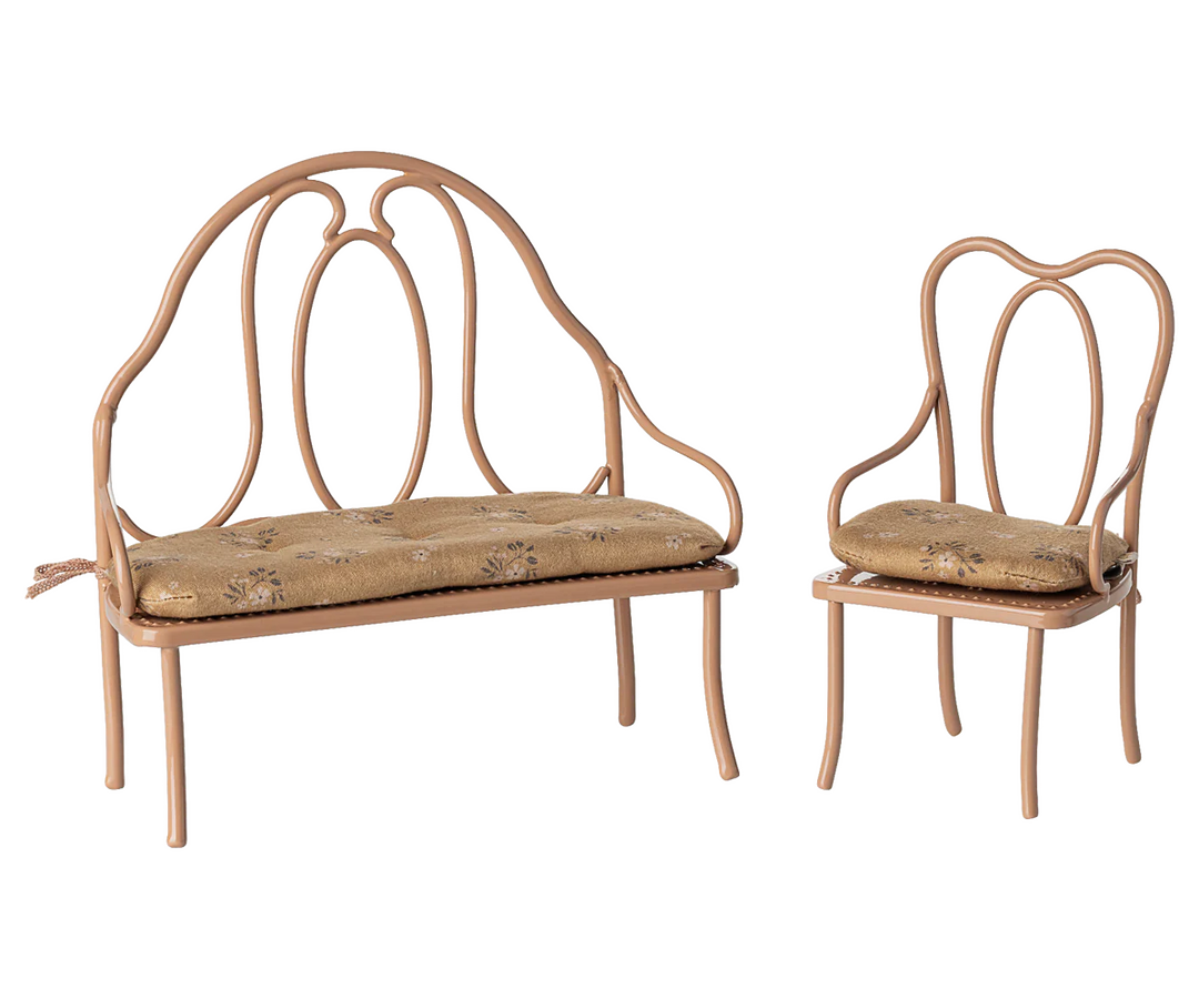MAILEG Vintage bench, Mini - Dark powder