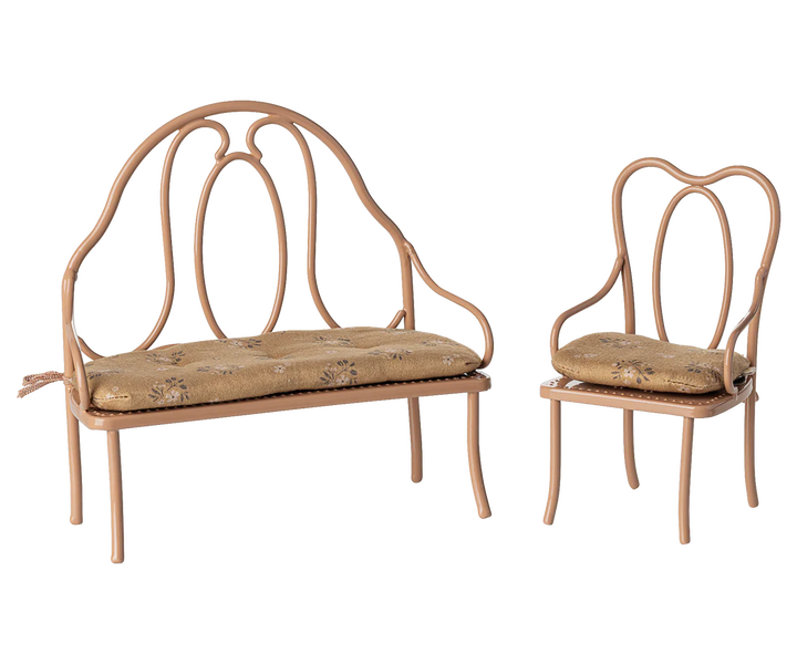 MAILEG Vintage bench, Mini - Dark powder