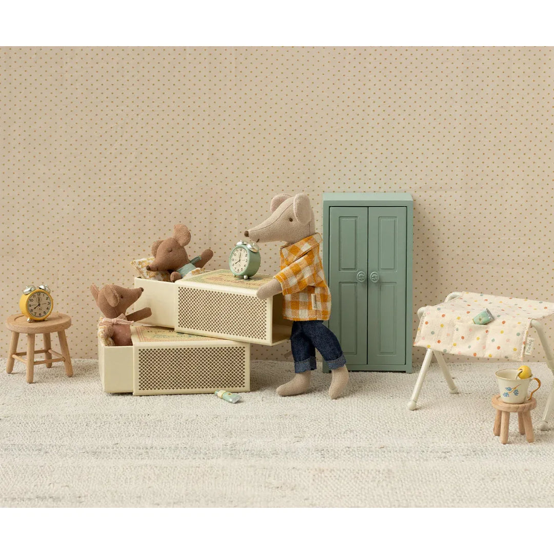MAILEG Sleepy Wakey Baby Mouse in Matchbox - Blue