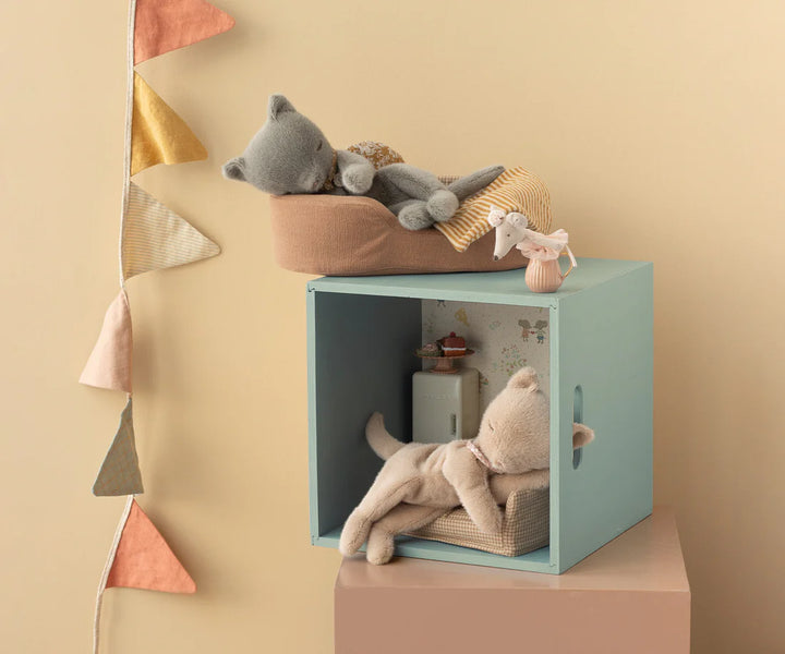 MAILEG Sleeping Kitten Plush - Cream Peach