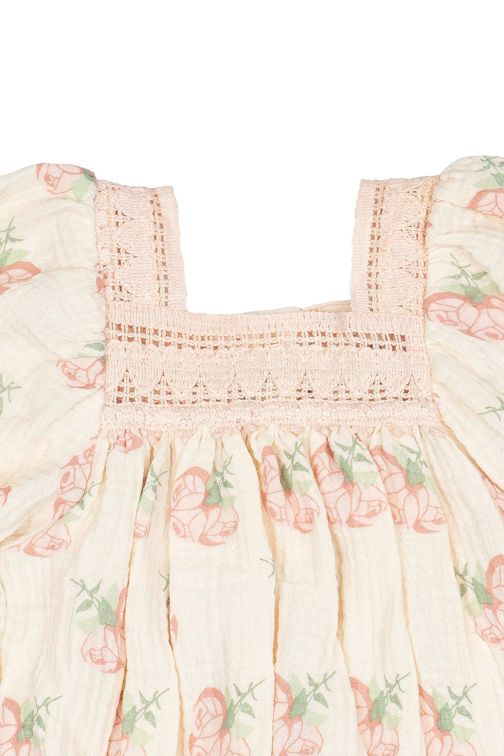 Floral baby romper on a white background