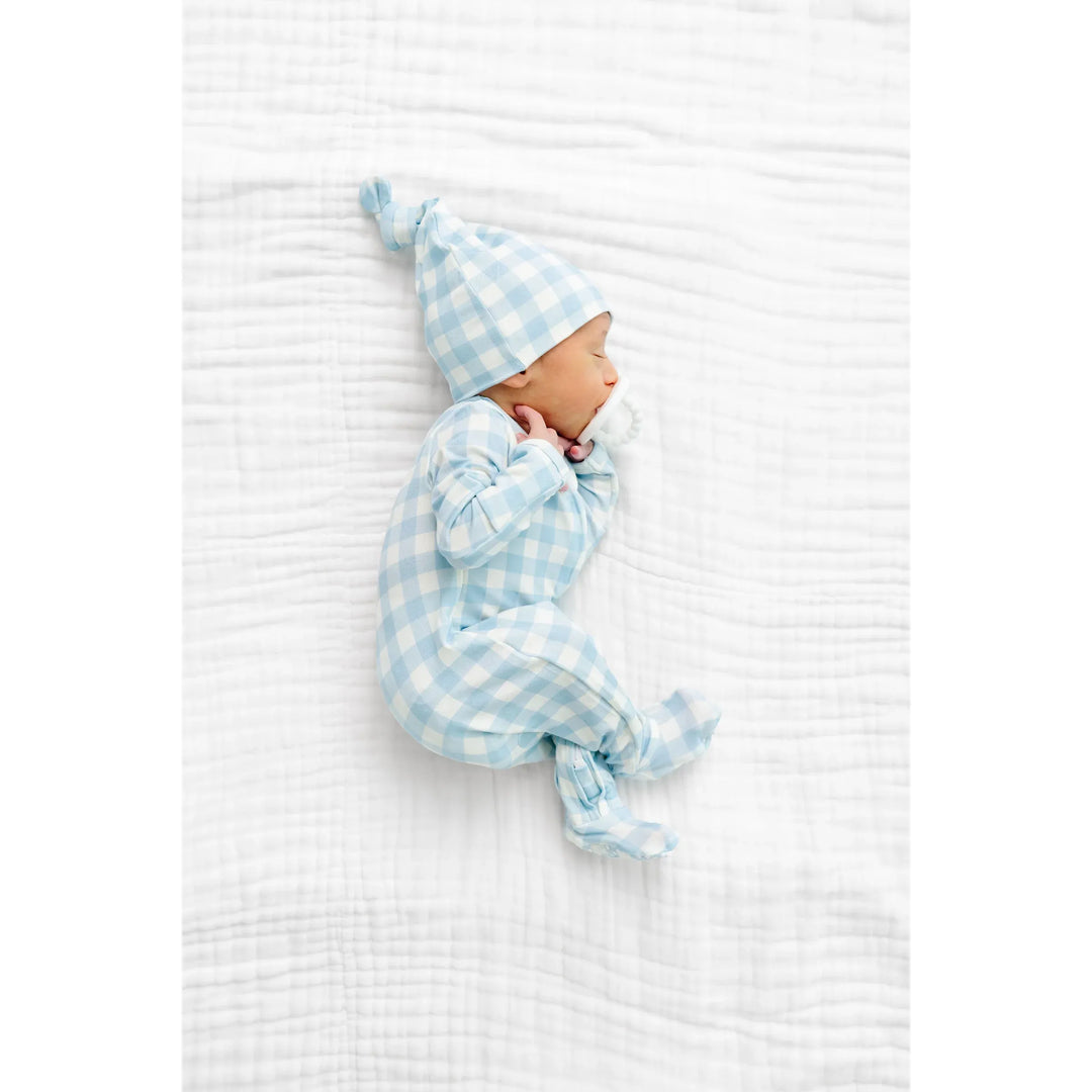 LOU LOU zipper footie • blue gingham