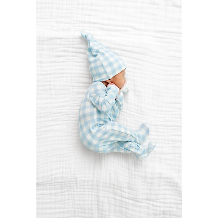 LOU LOU zipper footie • blue gingham