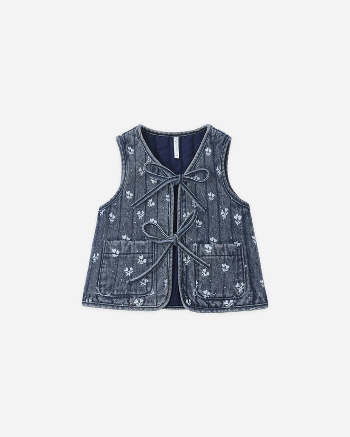 Denim Vest Heart Ditsy