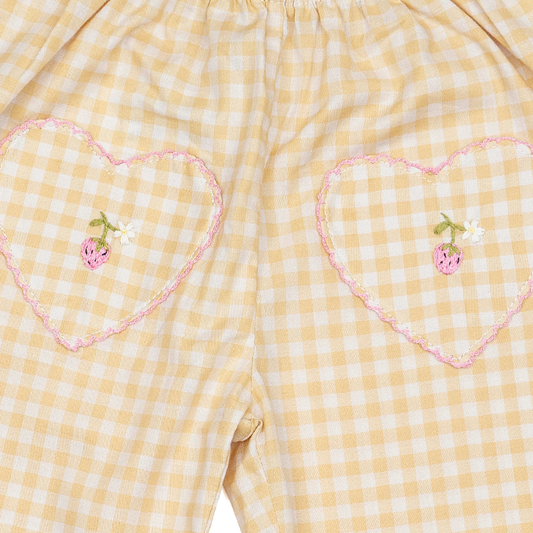 WILD WAWA Ruffle Pant Set Gingham Strawberry