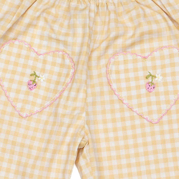 WILD WAWA Ruffle Pant Set Gingham Strawberry