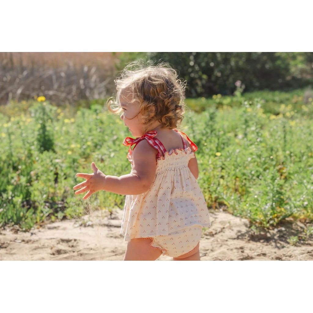 Embroidered Smock Set Red Dot Cherry