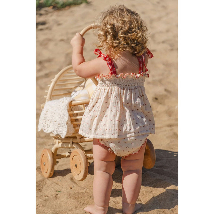 Embroidered Smock Set Red Dot Cherry