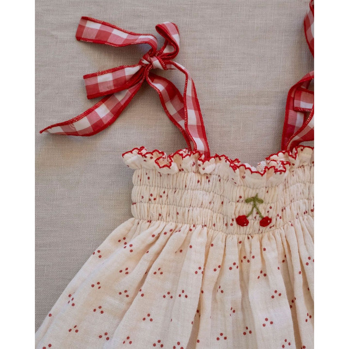 Embroidered Smock Set Red Dot Cherry