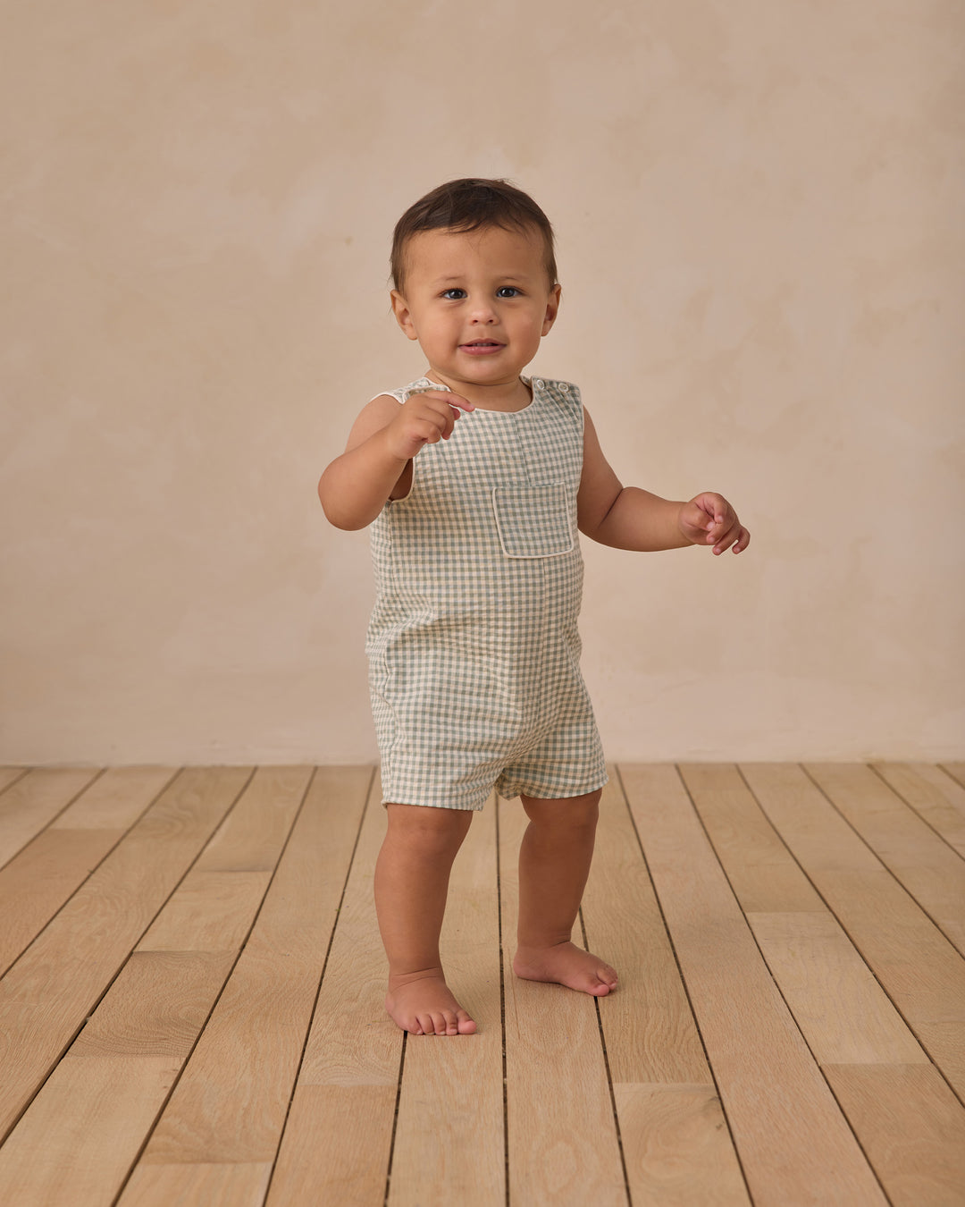 NORALEE Georgie Romper | Eucalyptus Check