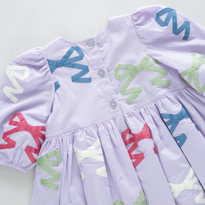 Brooke Dress Lavender Multi Bow Applique
