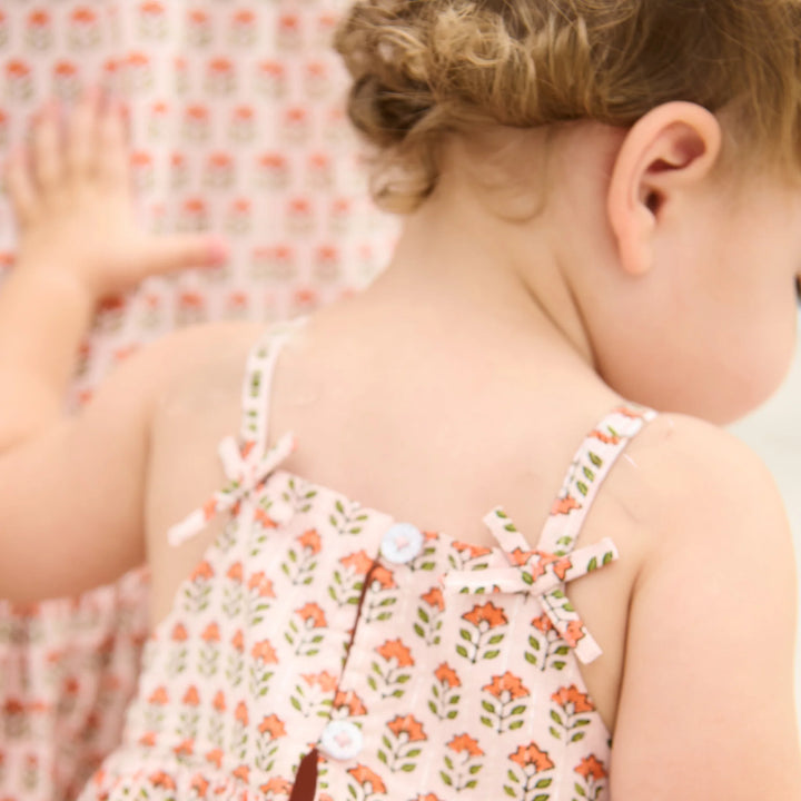Tia Dress Set Pink Prairie Block Print