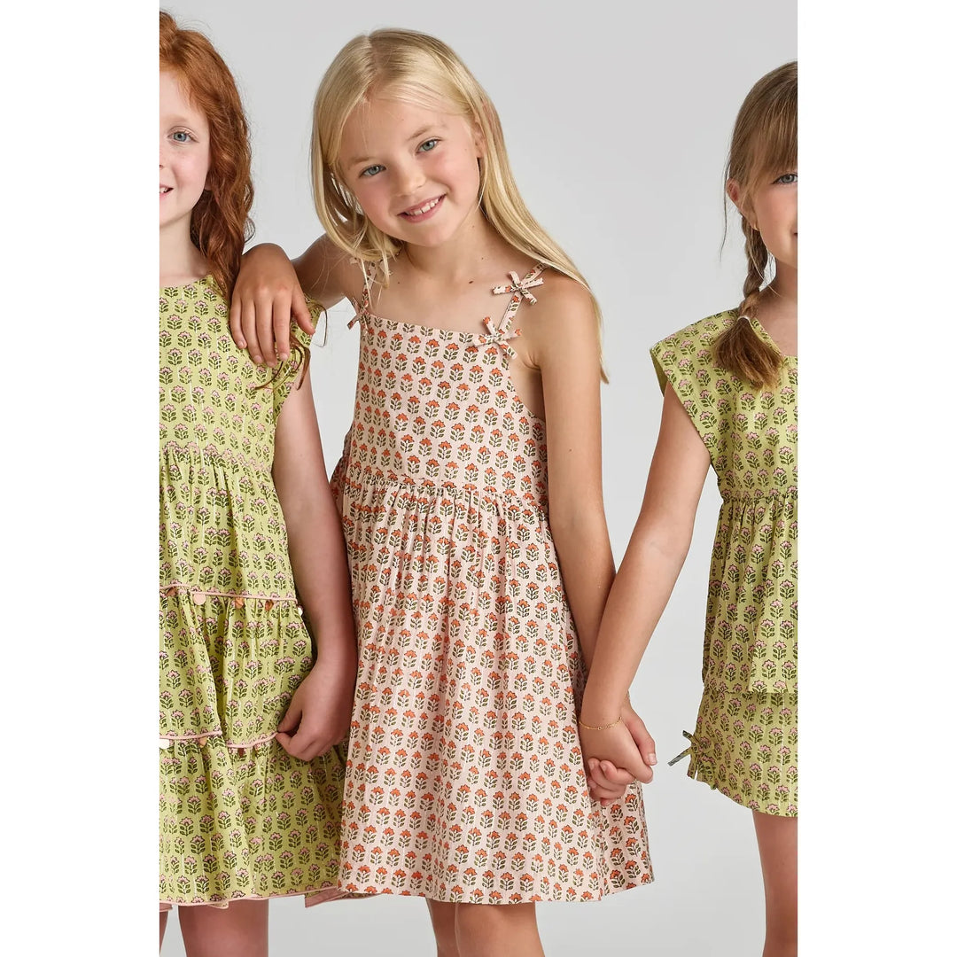 Tia Dress Pink Prairie Block Print