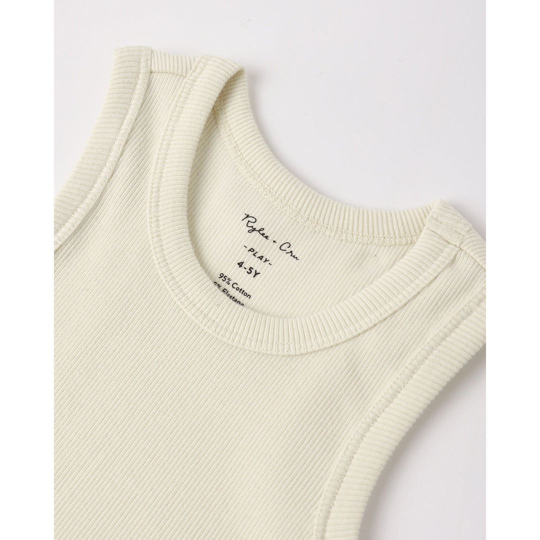 RYLEE + CRU Ribbed Tank Set || Natural, Heathered Marine