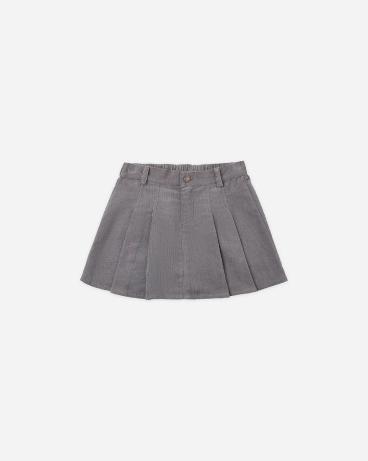 Pleated Denim Skirt Slate