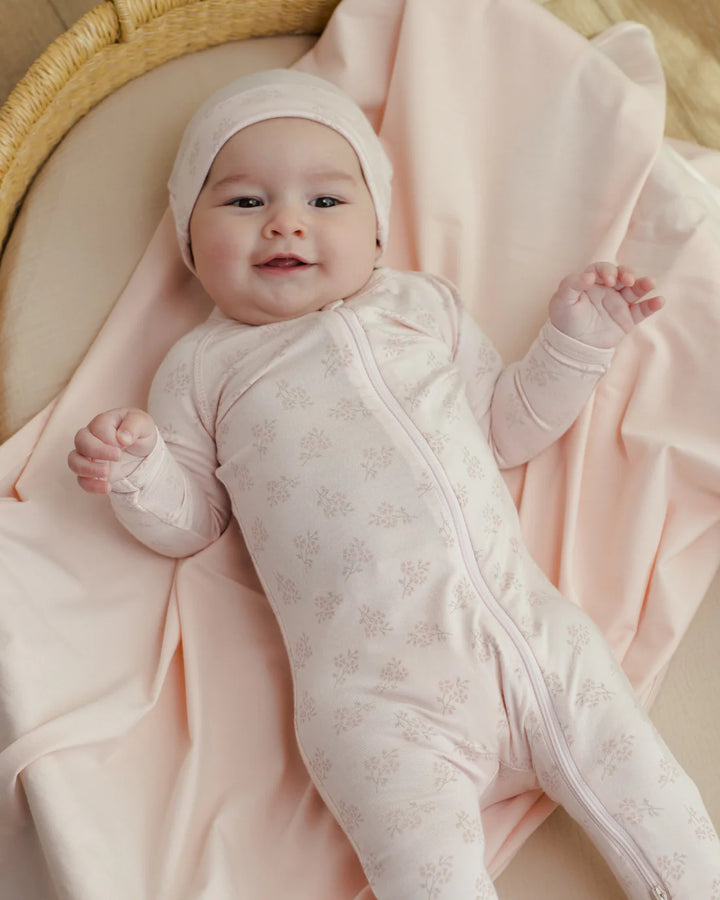 ORGANIC Modal Zip Footie || Pink Blossom