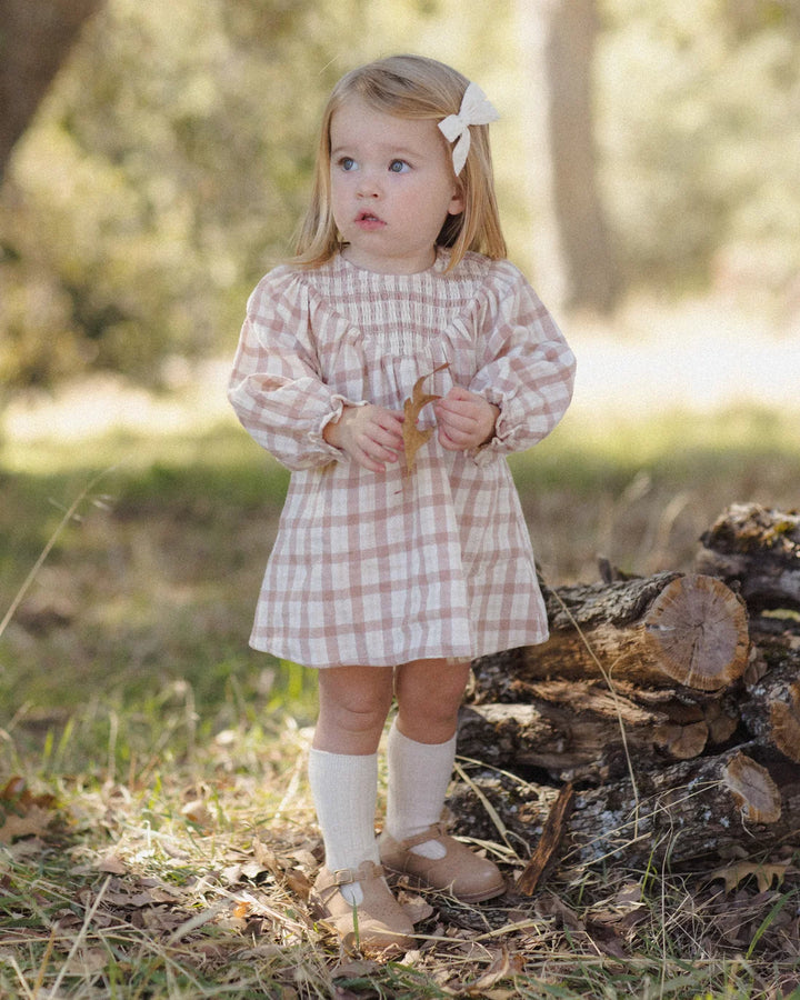 ORGANIC Rustic Plaid V Smocked Dress