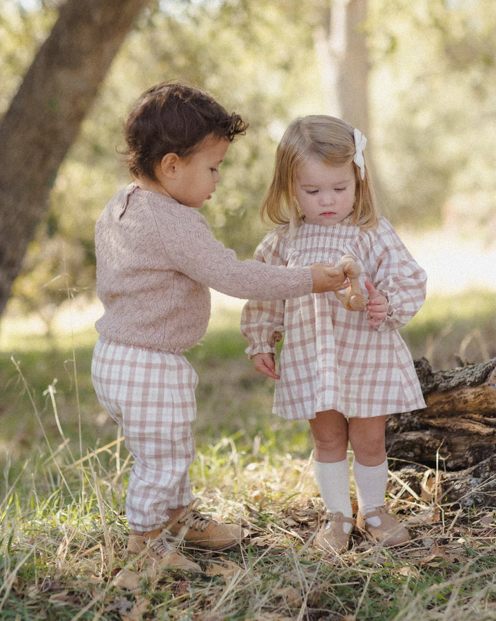 ORGANIC Rustic Plaid V Smocked Dress