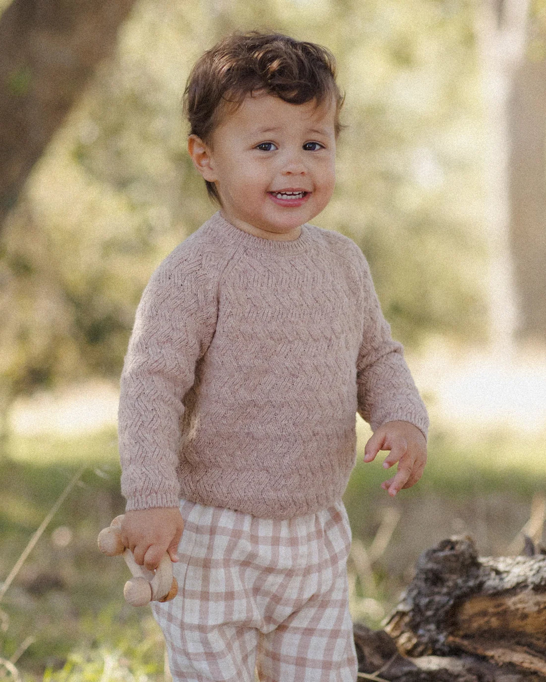 QUINCY MAE Heathered Almond Knit Sweater
